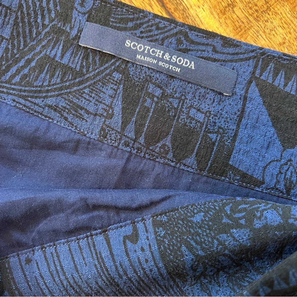 SCOTCH & SODA Navy Boho Midi Skirt High Low Ruffle Hem Size M - Picture 8 of 9